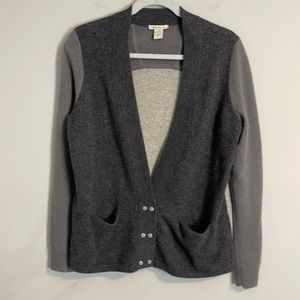 White + Warren 100% cashmere multi color gray Cardigan sweater EUC!